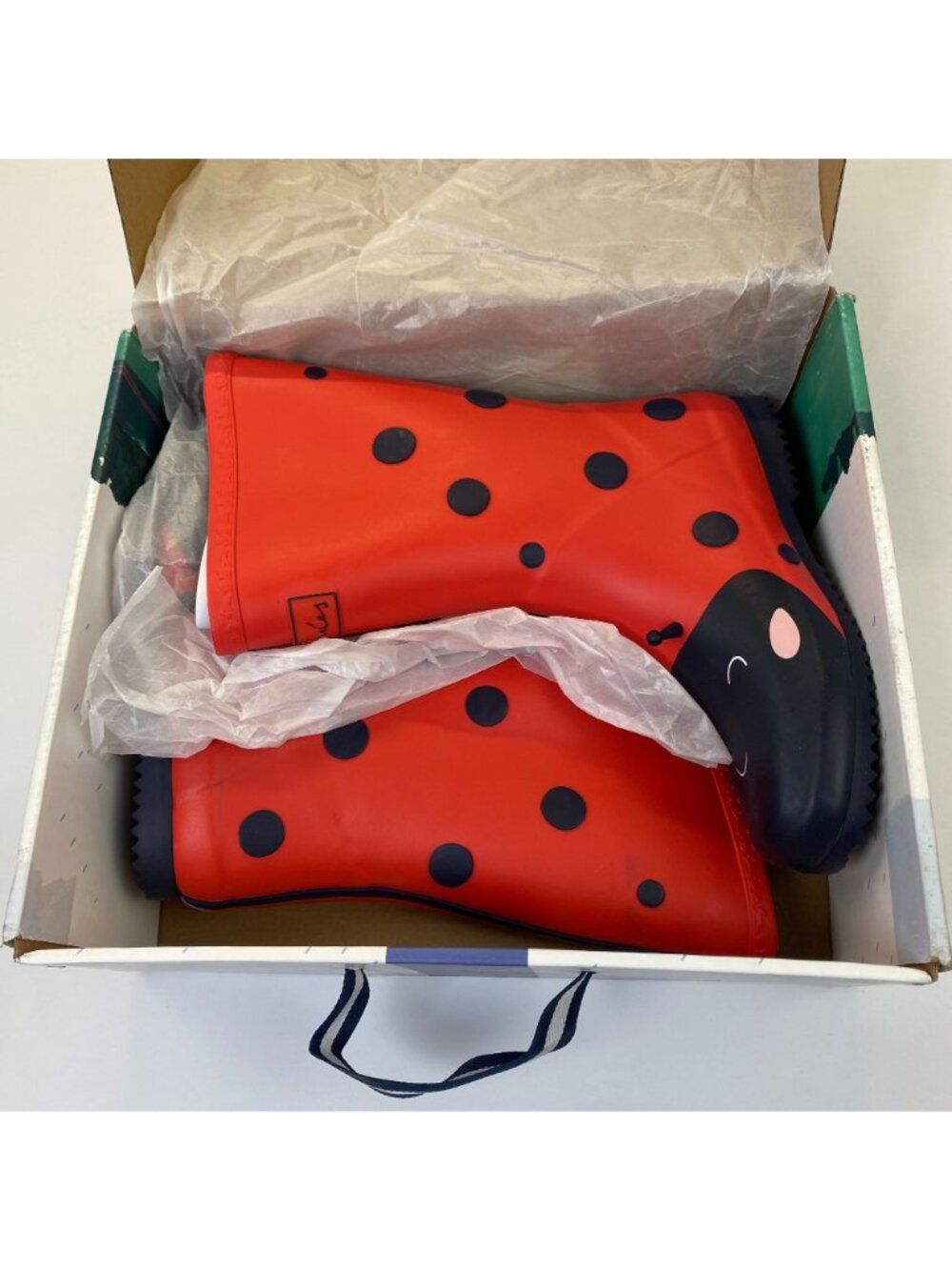 Joules Red Ladybug Rain Boots Big Kids Size 3 Red Black Pull On Wellie Boots - Picture 2 of 16